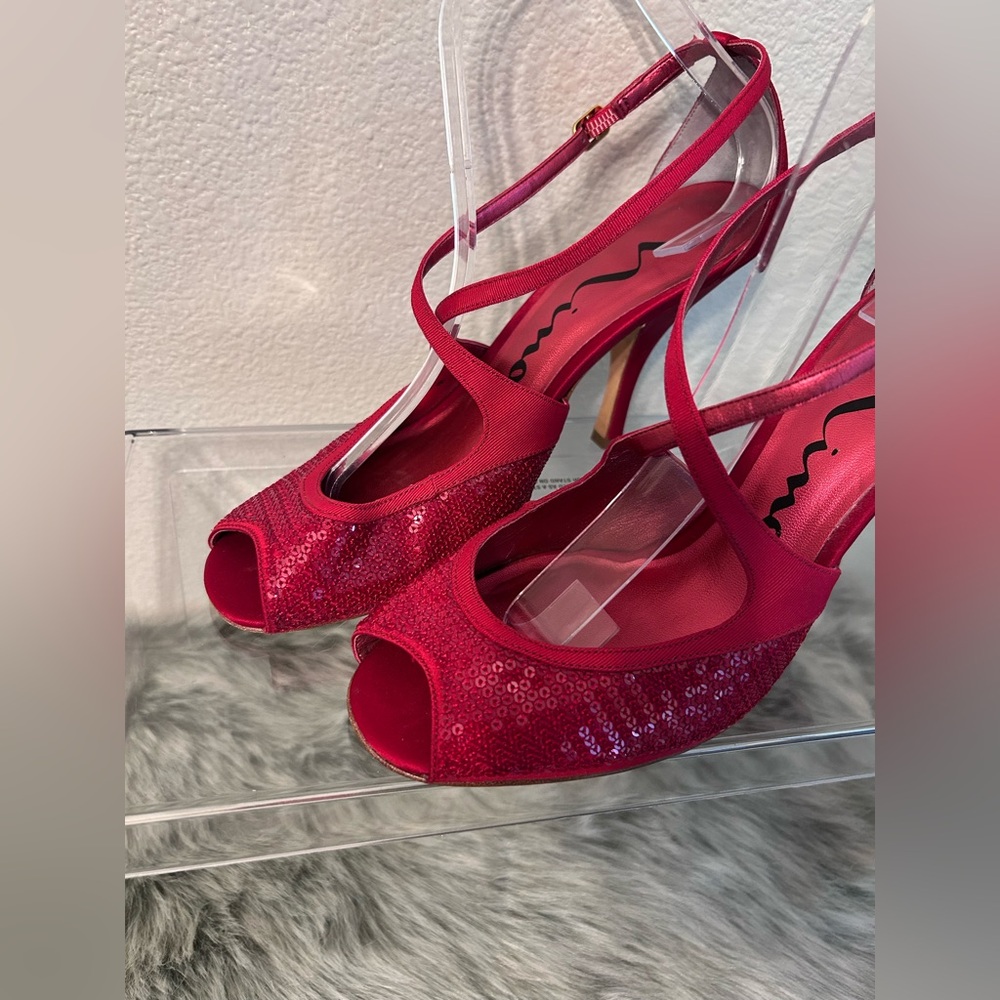 Nina Elegant Red Strappy Heels size 8 1/2 - Picture 8 of 8